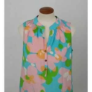 Lilly Pulitzer Women’s Size Small Pastel Multicolor 100% Silk Houston Blouse